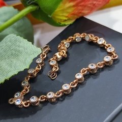 Zirkon taşlı, altın kaplamalı suyolu Gümüş bileklik