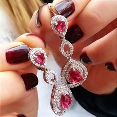 Yakut Taşlı, Altın Kaplamalı Gümüş Küpe