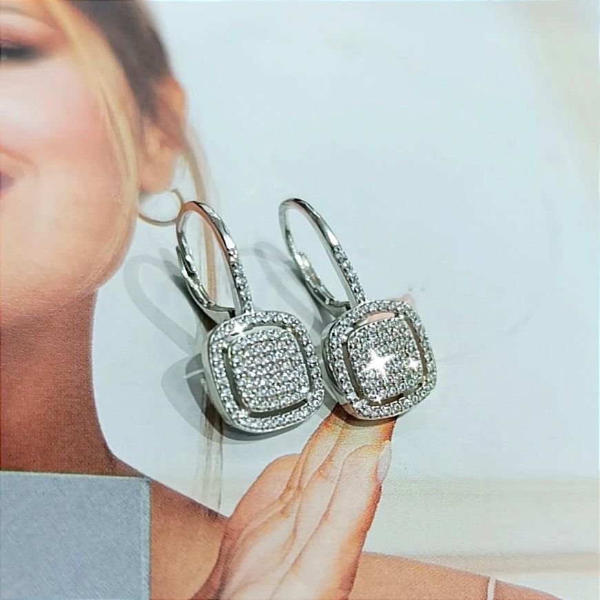 Zirkon Taşlı Altin Rodajlı Gümüş Küpe