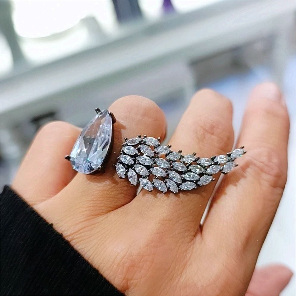 Melek Kanadı Tasarım İthal Gümüş Yüzük