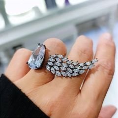 Melek Kanadı Tasarım İthal Gümüş Yüzük