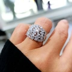 Swarovski Taşlı Altın Rodajlı İthal Gümüş Yüzük