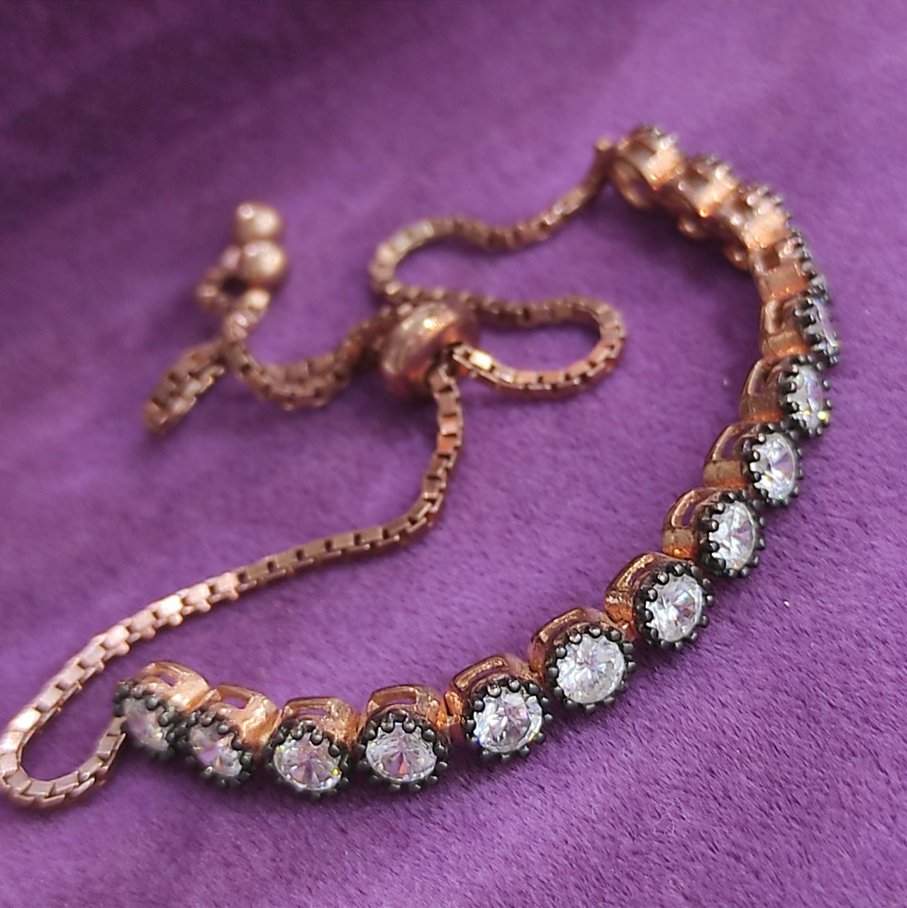 Zirkon Taşlı, Altın kaplamalı İthal Gümüş Bileklik