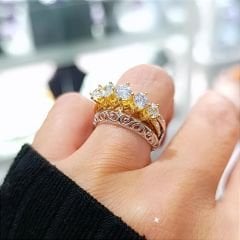 5 Taş Tasarımlı Altın Rodajlı Gümüş Yüzük