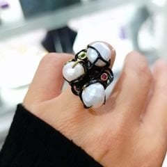 Barok İncili Tek Tasarım İthal Gümüş Yüzük