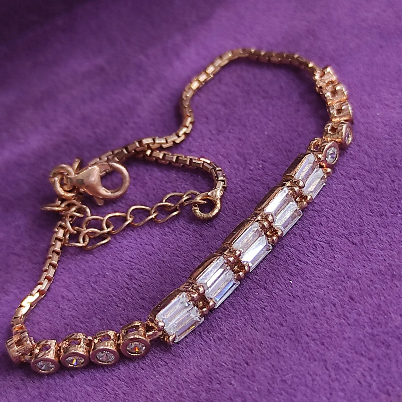 Bagety Taşlı , Altın Kaplamalı Gümüş Bileklik