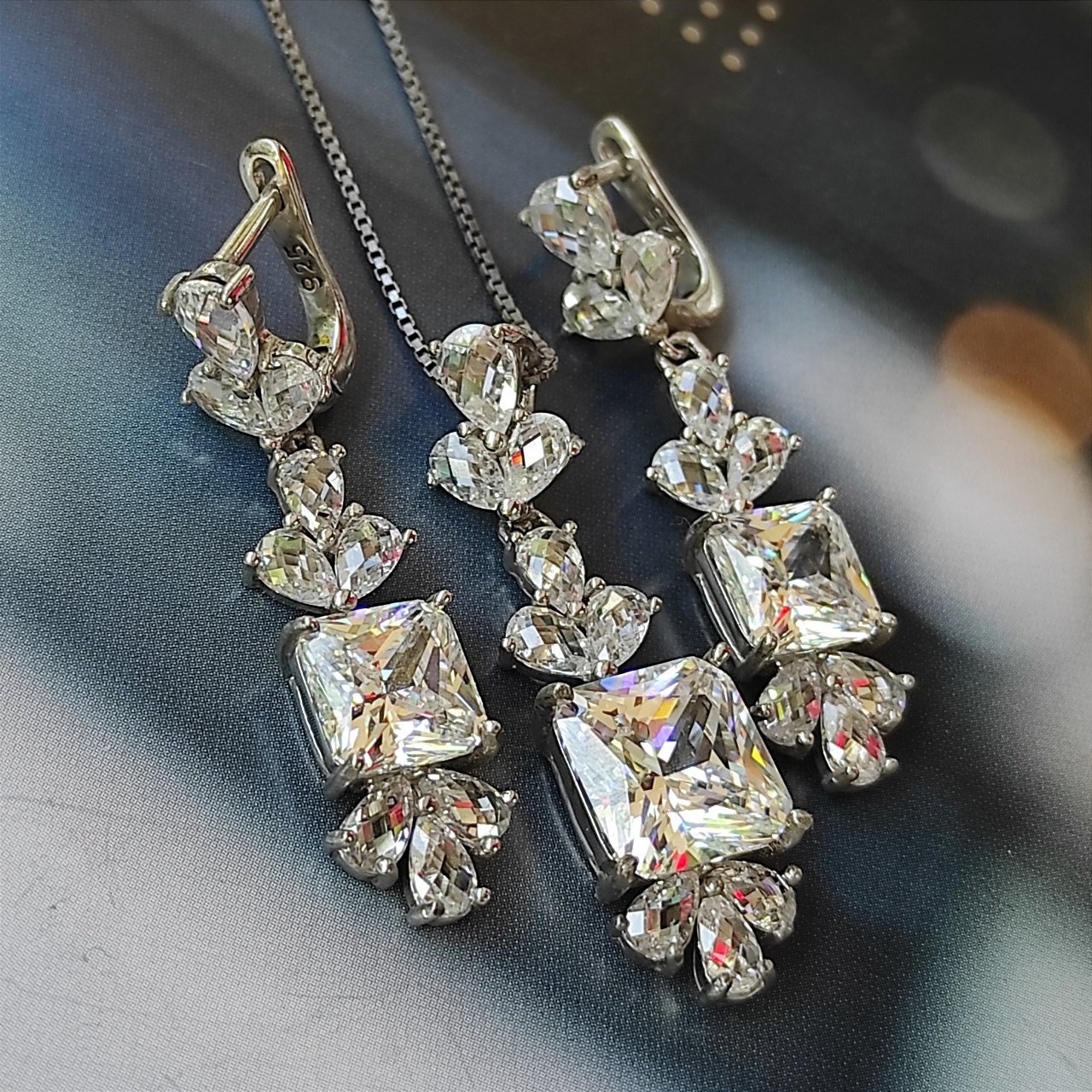 Mozanit Taşlı, Altın Kaplamalı ithal Gümüş Set