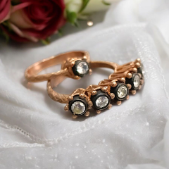 Elmas Monturlu, Gümüş Üzeri Altın Kaplamalı Yüzük Set