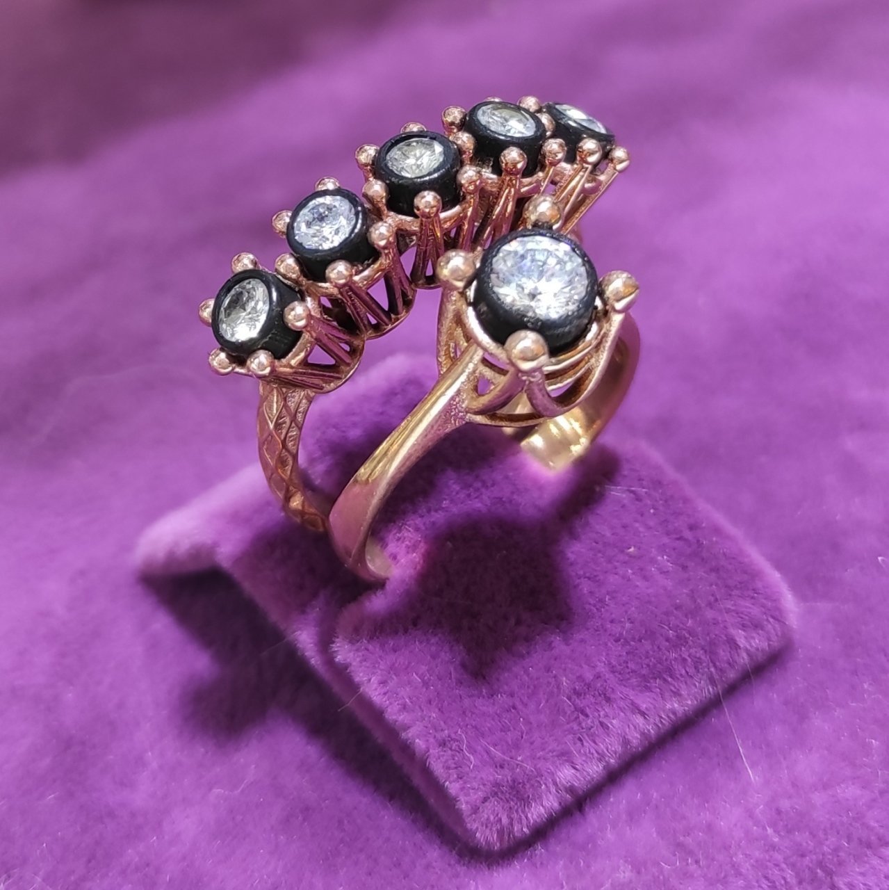 Elmas Monturlu, Gümüş Üzeri Altın Kaplamalı Yüzük Set