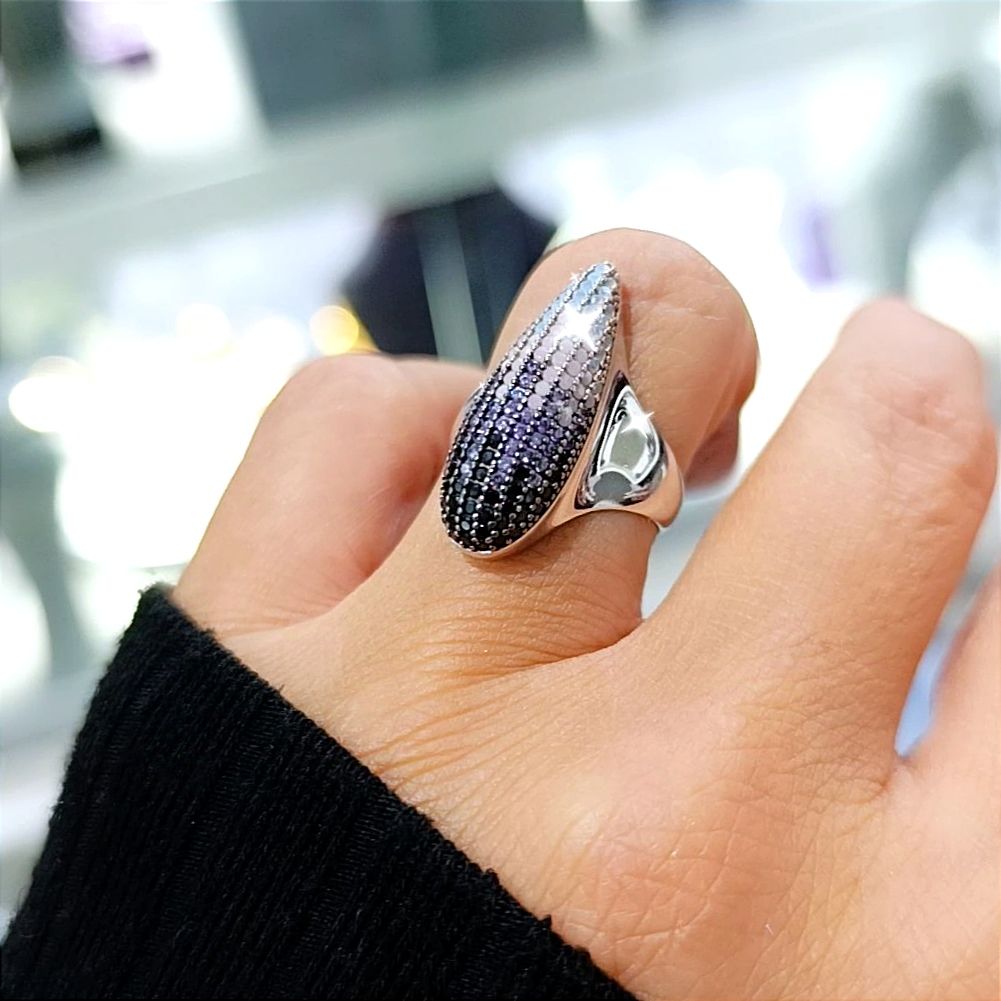 Ametist Taş Geçişli İthal Gümüş Yüzük