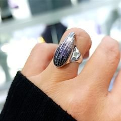 Ametist Taş Geçişli İthal Gümüş Yüzük