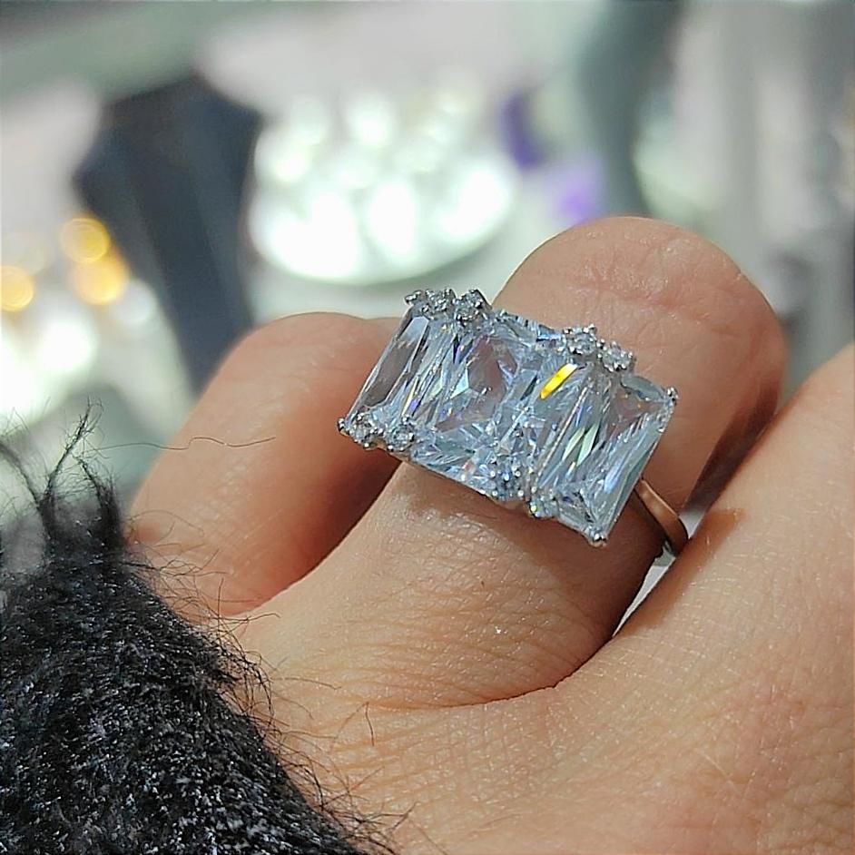 Swarovski Bagety Taşlı Altın Rodajlı Gümüş Yüzük