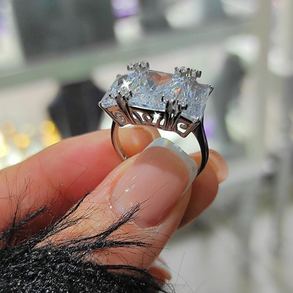 Swarovski Bagety Taşlı Altın Rodajlı Gümüş Yüzük