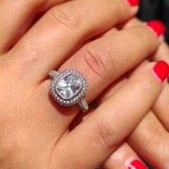 Zirkon Taşlı, Altın Kaplamalı Gümüş Tektaş Yüzük