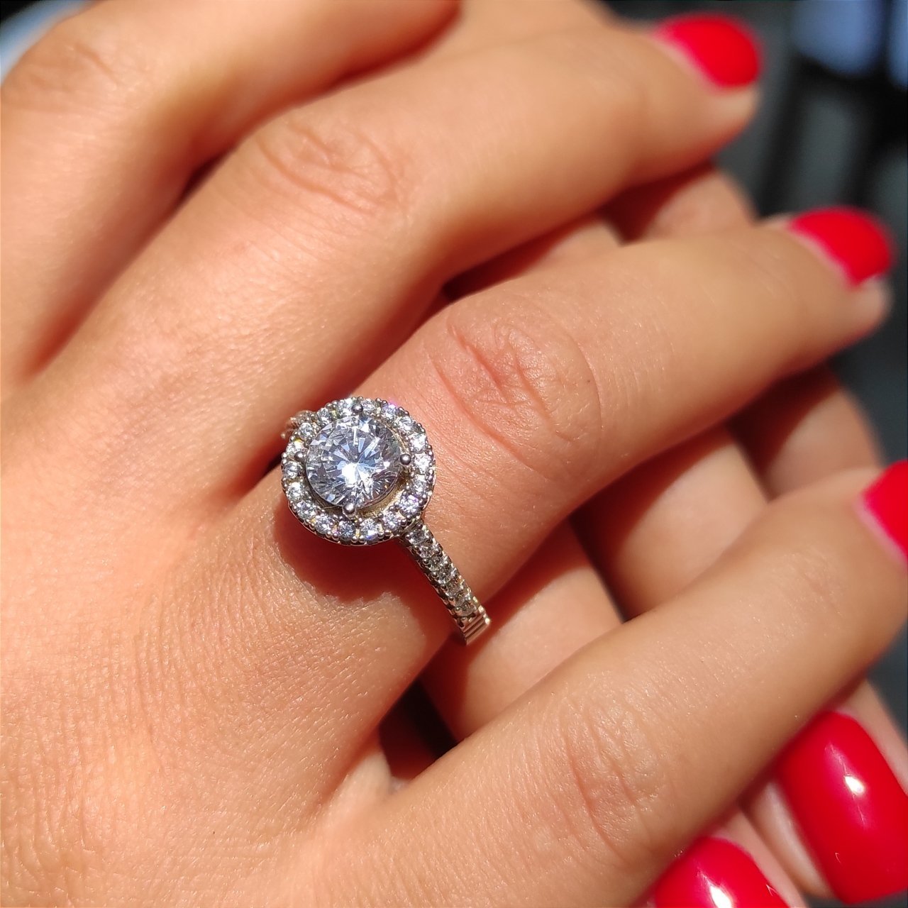 Swarovski Taşlı, Altın Kaplamalı Gümüş Tektaş Yüzük