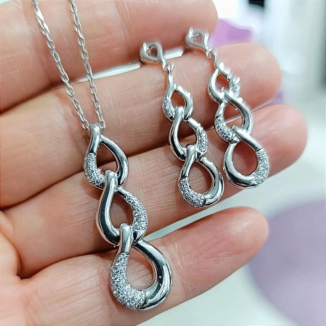 Swarovski zirkon Taşlı İthal Gümüş Set