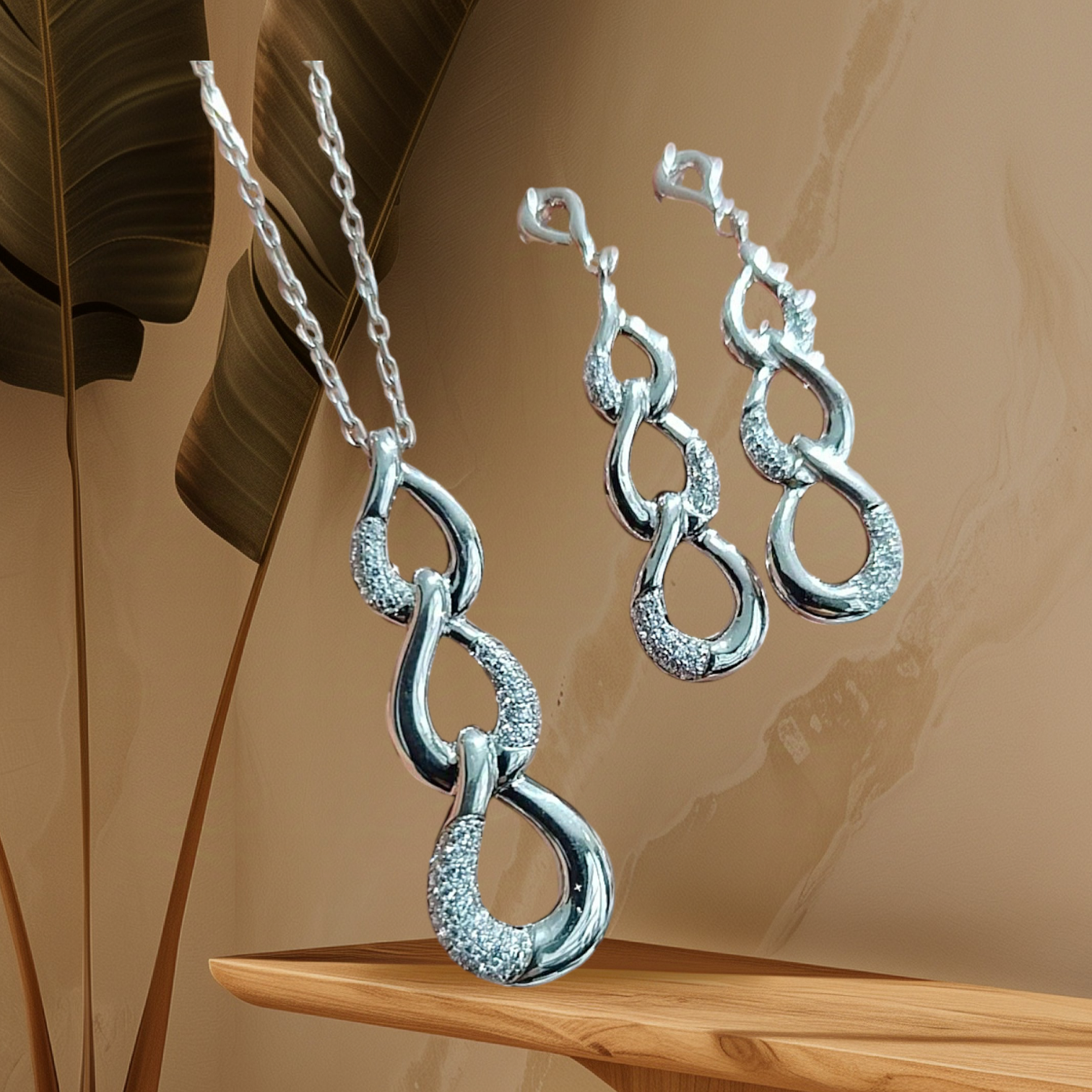 Swarovski zirkon Taşlı İthal Gümüş Set