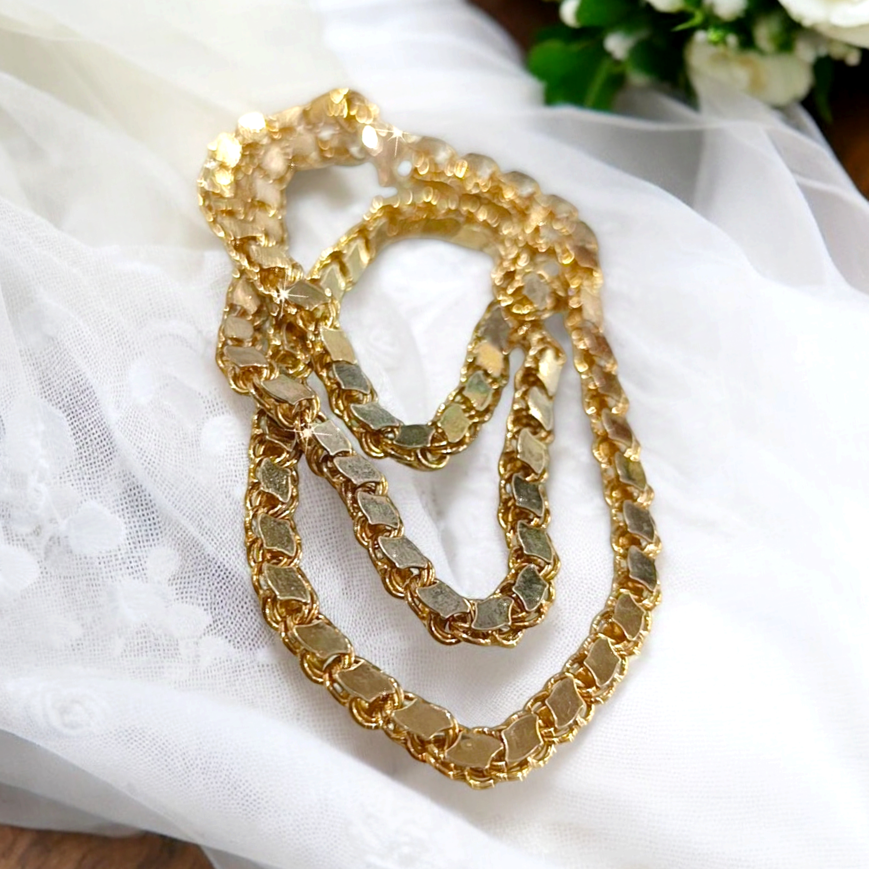 Arpa model Altın kaplamalı içi dolu 50 cm Gümüş Kolye