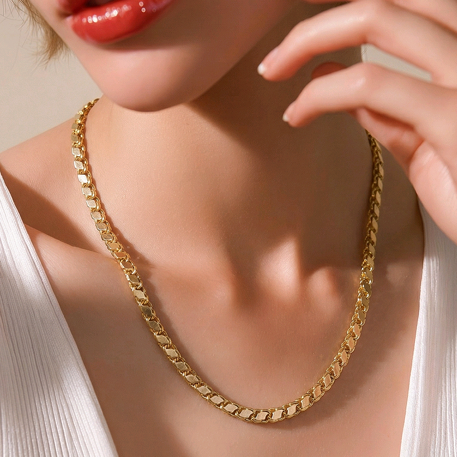 Arpa model Altın kaplamalı içi dolu 50 cm Gümüş Kolye