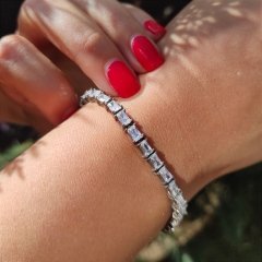 Swarovski Bagety Taşlı Altın Kaplamalı Gümüş Bileklik