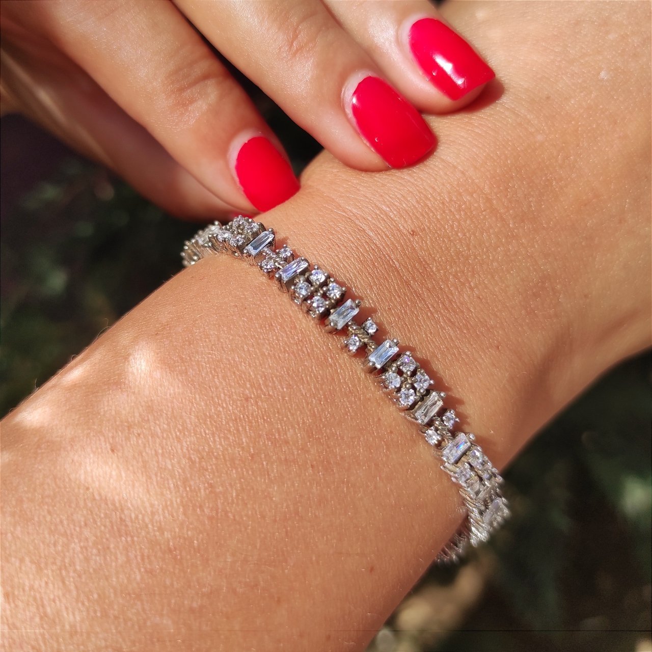 Swarovski  Taşlı Altın Kaplamalı Gümüş Bileklik