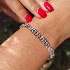 Swarovski  Taşlı Altın Kaplamalı Gümüş Bileklik