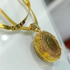 Çeyrek Görünümlü Altın Kaplamalı Gümüş Tasarım Kolye