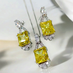 Yeşil Sitrin Taşlı İthal Altın Rodajlı Gümüş Set