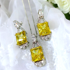 Yeşil Sitrin Taşlı İthal Altın Rodajlı Gümüş Set