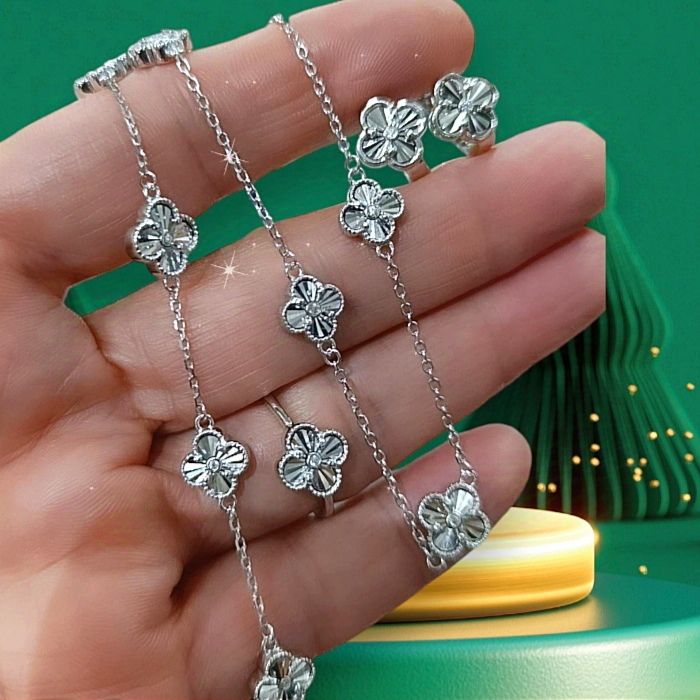 Swarovski Taşlı Altın Rodajlı İthal vanclife Gümüş Set