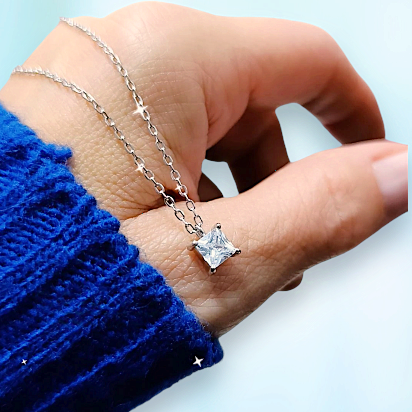 Mozanit Taşlı Altın Rodajlı Bagety Gümüş Kolye