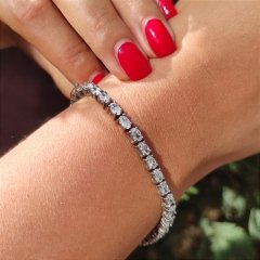 Swarovski Taşlı, Oval Altın Rodajlı Gümüş Bileklik