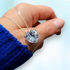 Mozanit Taşlı Kalp Model İthal Gümüş Kolye