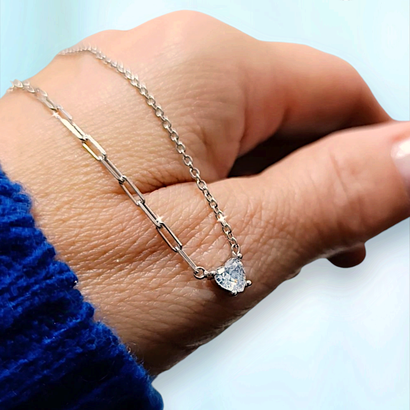 Kalp Model Mozanit Taşlı İthal Tasarım Kolye