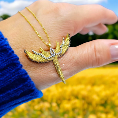 Anka Kuşu Altin Kaplamalı Gümüş Kolye