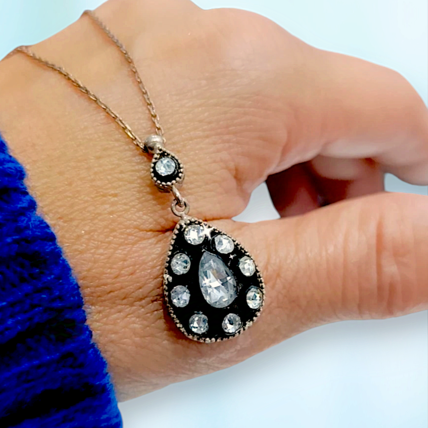 Elmas Montur 8 ayar Altın kaplamalı Gümüş Kolye