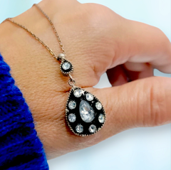 Elmas Montur 8 ayar Altın kaplamalı Gümüş Kolye