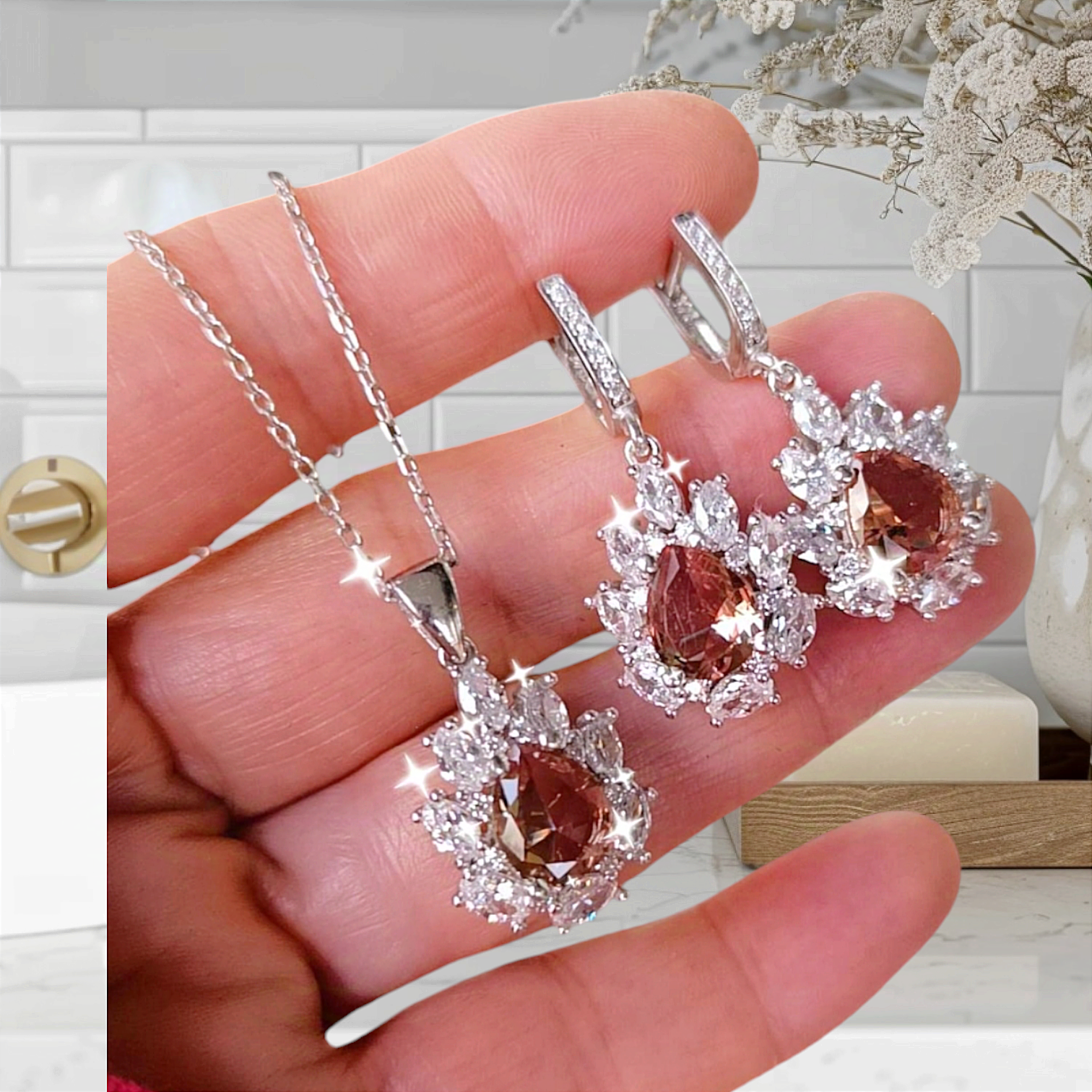 Zultanite Taşlı Altın Kaplamalı Gümüş Set