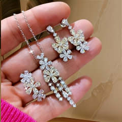 Sitrin ve Swarovski Taşlı İthal Gümüş kolye küpe