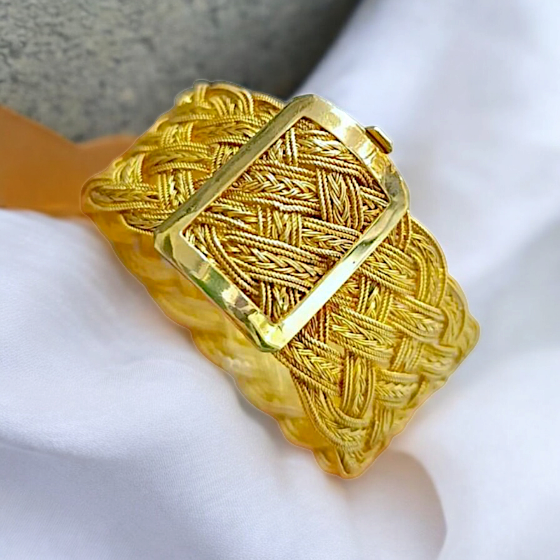 Trabzon Hasır 22 Ayar Altın Kaplamalı Gümüş Bilezik