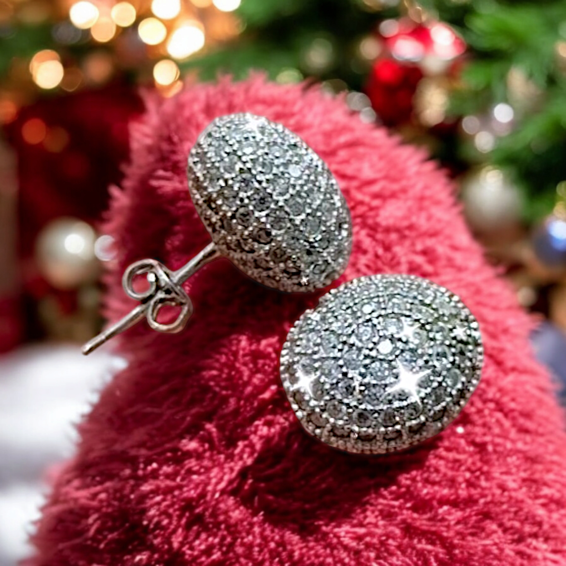 Zirkon Taşlı İthal Oval Tam tur Gümüş Küpe