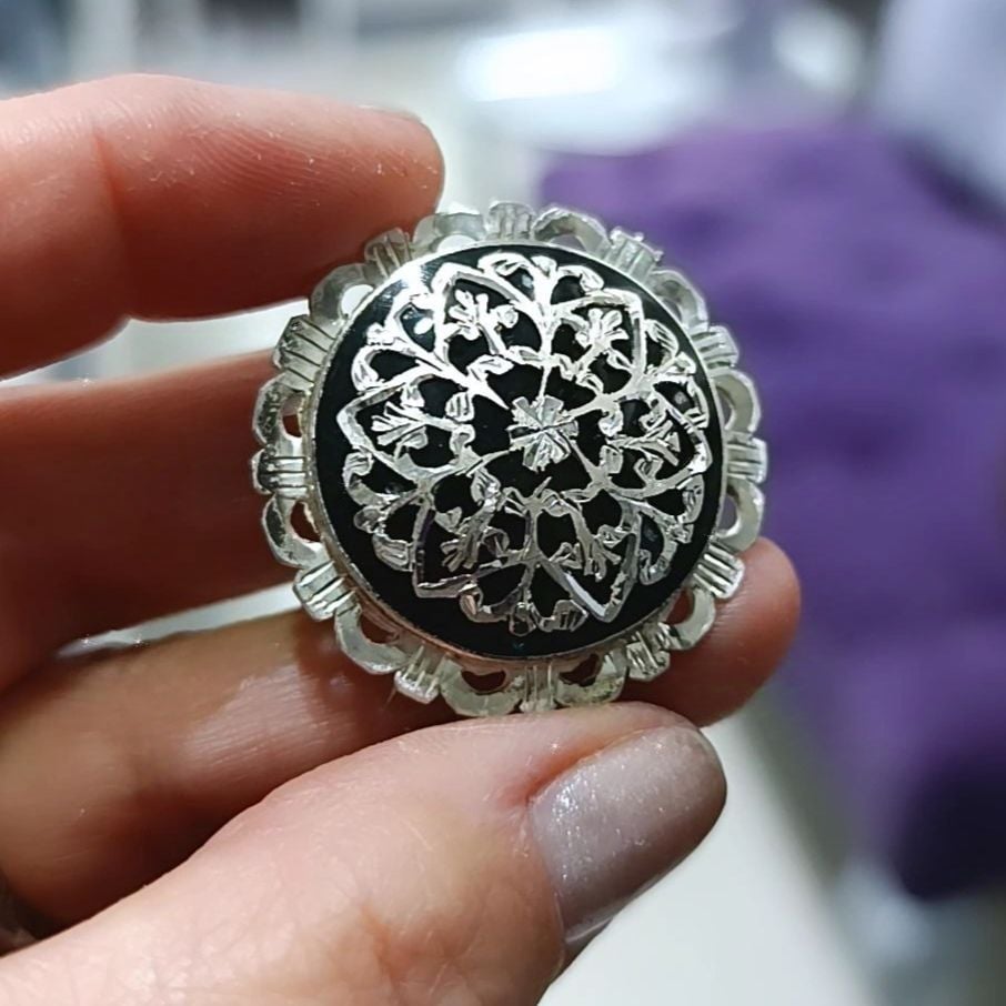 Oltu Taşı El işi Tasarım Gümüş Broş