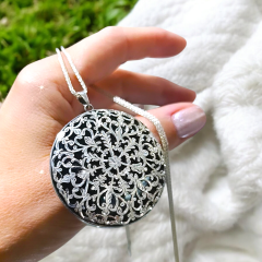 Oltu Taşlı  El işi Tasarım Gümüş Kolye