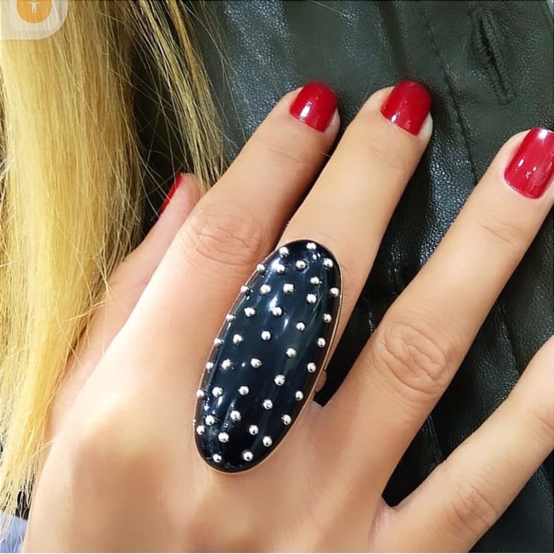 Oltu Taşı Elişi Oval Tasarım Goverse Gümüş Yüzük