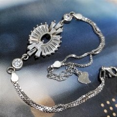 Zirkon Bagety Taşlı Altın Kaplamalı Gümüş Bileklik