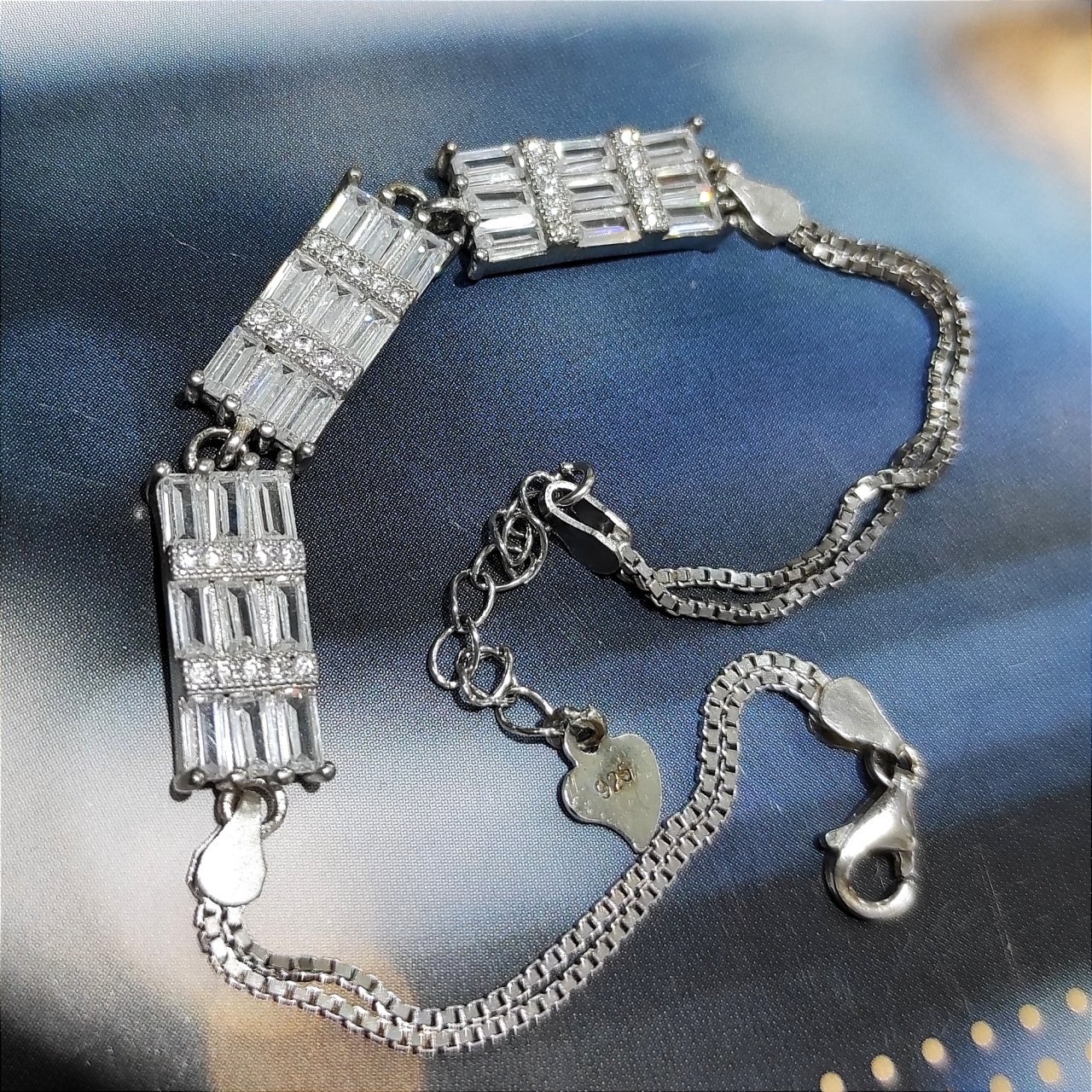 Zirkon Bagety Taşlı Altın Rodajlı Gümüş Bileklik