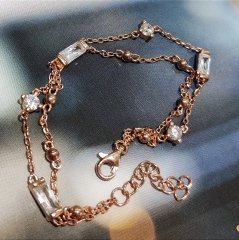 Zirkon Taşlı Altın Rose Kaplamalı Gümüş Bileklik