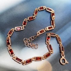 Granat Taşlı Altın Rose Gümüş Bileklik