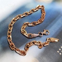 Zincir Model Altın Rose Kaplamalı Gümüş Bileklik