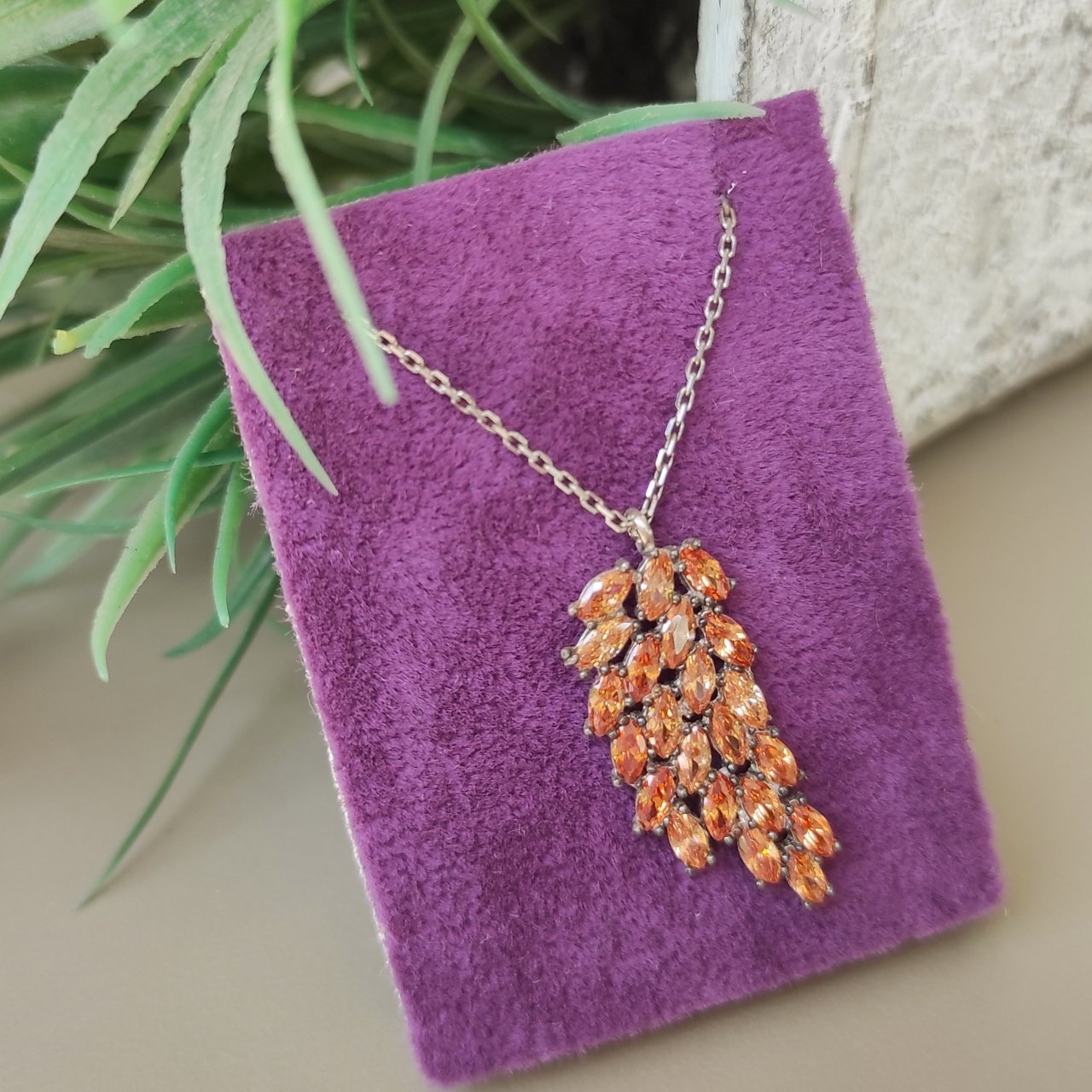 Topaz Taşlı tasarım  Gümüş kolye